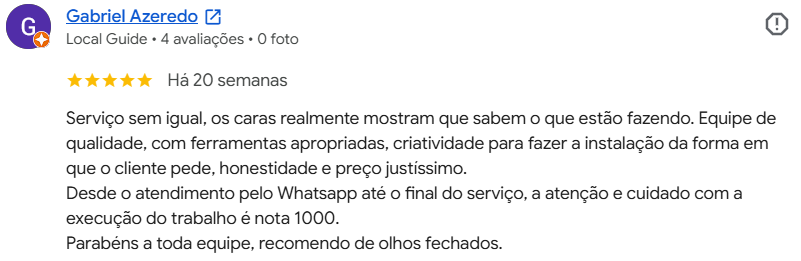 Avaliação real de cliente da Proar no Google