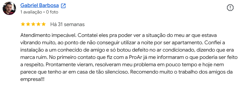Avaliação real de cliente da Proar no Google